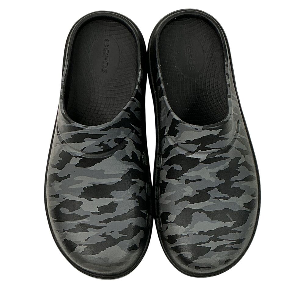 OOFOS OOcloog Camo Recovery Clogs Mules Womens sz 7 Limited Edition Black & Gray - Picture 4 of 13